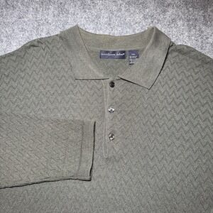 Northern Isles Polo‎ Long Sleeve Green Olive Textured Men 2XL Acrylic Nylon